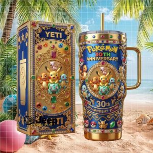 Pokemon 30th Anniversary 1996 2026 Pikachu Mew Bulbasaur Squirtle Gift Stainless Steel Insulated Tumbler