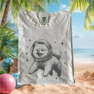 Pomeranian Astronaut Space Galaxy Dog Lover Graphic T Shirt