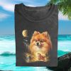 Pomeranian Three Wolf Moon Style Mystic Forest Landscape T Shirt Pomeranian Three Wolf Moon Style Mystic Forest Landscape T Shirt