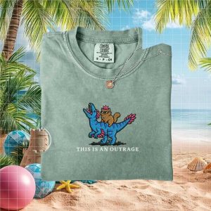 Princess Donut Riding Dinosaur This Is An Outrage Embroidered T Shirt