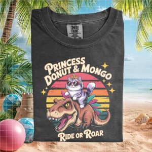 Princess Donut and Mongo Ride Or Roar Dinosaur T Shirt