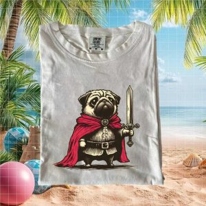 Pug Knight Sword Fantasy Cape Graphic T Shirt