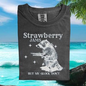 Raccoon Gun Meme Strawberry Jams Funny Graphic T Shirt
