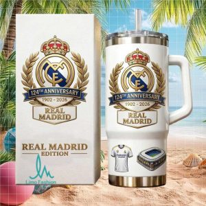 Real Madrid 124th Anniversary 1902 2026 Soccer Football Fan Edition Gift for Men Stainless Steel Insulated Tumbler