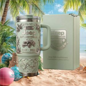 Retro Jeep 85th Anniversary 1941 2026 Sage Green Collector's Edition Gift for Men Stainless Steel Insulated Tumbler