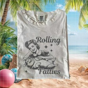 Rolling Fatties Vintage Pinup Girl Corgi Dog Graphic T Shirt
