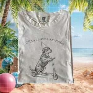 Rottweiler Dog Riding Scooter Off To Cause A Kerfuffle T Shirt