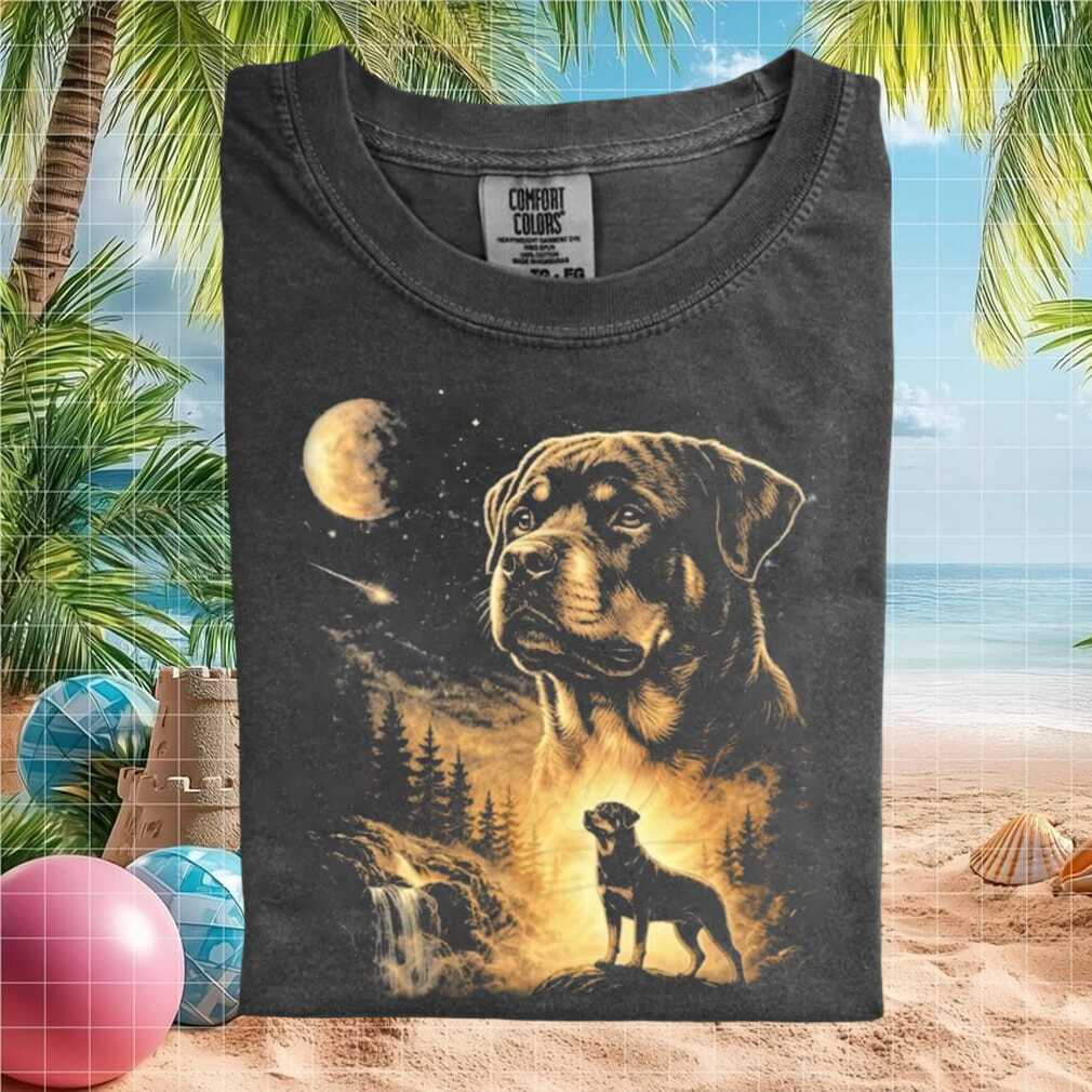 Rottweiler Moonlit Forest Landscape Graphic T Shirt Rottweiler Moonlit Forest Landscape Graphic T Shirt