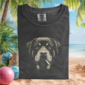 Rottweiler Smoking Cigarette Vintage Gangster Dog T Shirt