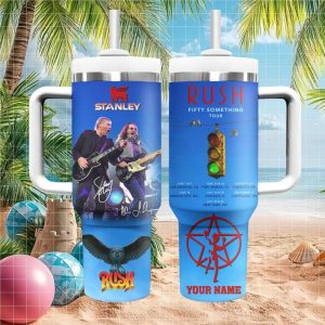 Rush Fifty Something Tour 2024 Concert Dates Custom Name Rock Music Fan Stainless Steel Insulated Tumbler