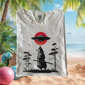 Samurai Corgi Ufo Japan Sunset Art Graphic Comfort Colors T Shirt