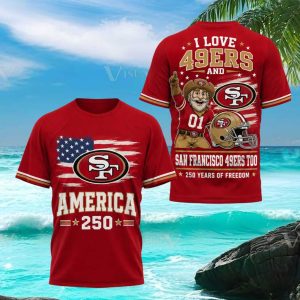 San Francisco 49ers America 250 Years Of Freedom Red T Shirt