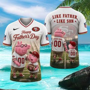 San Francisco 49ers Custom Name & Number Father's Day NFL T Shirt