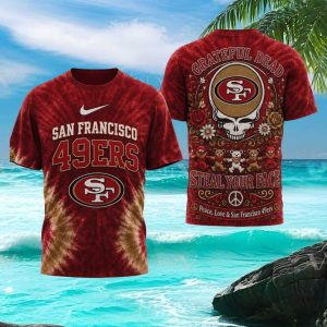 San Francisco 49ers Peace Love Dancing Bears Vintage Tie Dye T Shirt