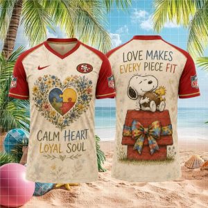 San Francisco 49ers Snoopy Autism Awareness Floral Football T Shirt