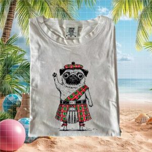 Scottish Pug in Kilt Funny Dog Breed Heritage T Shirt
