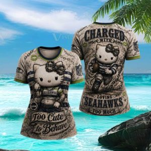 Seattle Seahawks Hello Kitty Fan T Shirt Charged With Loving Seahawks T Shirt