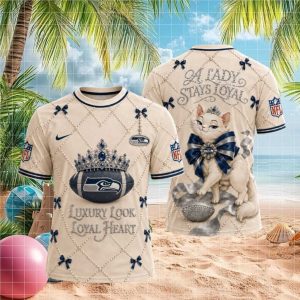 Seattle Seahawks Luxury Pearl Tiara Cat Loyal Heart T shirt