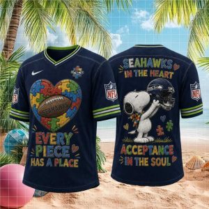 Seattle Seahawks Snoopy Autism Awareness Football T Shirt