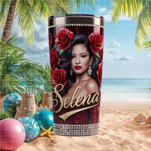 Selena Quintanilla Queen of Tejano Red Rose Portrait Vintage Gifts for Women Stainless Steel Insulated Tumbler