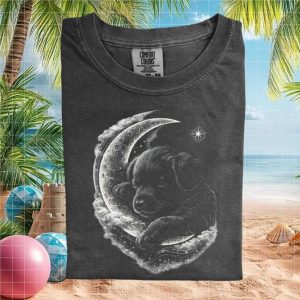 Sleeping Labrador Puppy Crescent Moon Celestial Dog T Shirt
