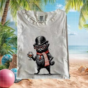 Sophisticated Pug Drinking Whiskey Funny Dog Lover T Shirt