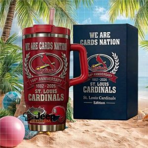 St. Louis Cardinals 144th Anniversary Busch Stadium Cards Nation Red Stainless Steel Insulated Tumbler