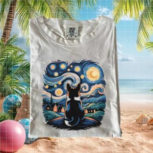 Starry Night Corgi Van Gogh Art Aesthetic Dog Lover T Shirt
