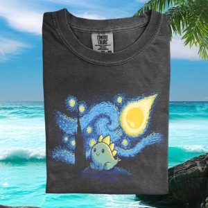 Starry Night Dinosaur Cute Space Art Aesthetic T Shirt