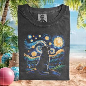 Starry Night Golden Retriever Dog Art Comfort Colors T Shirt