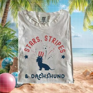 Stars Stripes and Dachshund 4th of July Patriotic Dog T Shirt