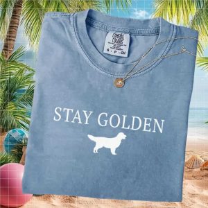 Stay Golden Retriever Dog Silhouette Comfort Colors T Shirt