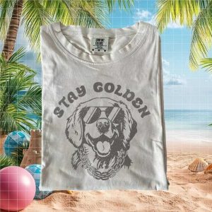 Stay Golden Retriever Sunglasses Retro Chain Dog T Shirt
