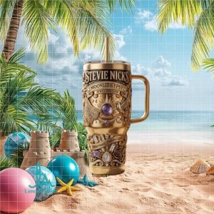 Stevie Nicks Moonlit Gypsy Jewel Edition Vintage Gold Gift for Fans Stainless Steel Insulated Tumbler