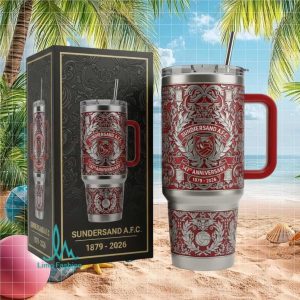 Sunderland A.F.C. 147th Anniversary 1879 2026 Ornate Vintage Football Club Gift for Fans Stainless Steel Insulated Tumbler
