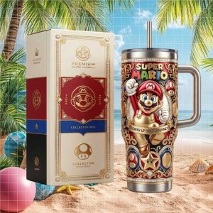 Super Mario Power Up Your Journey 2026 Retro Nintendo Gamer Gift Stainless Steel Insulated Tumbler