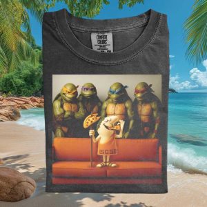 Teenage Mutant Ninja Turtles Eating Pizza Retro T Shirt