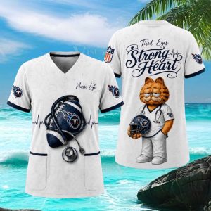 Tennessee Titans NFL Nurse Life Garfield Cartoon Medical Scrub T Shirt