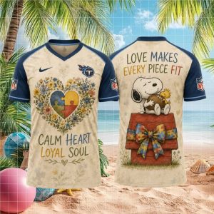 Tennessee Titans Snoopy Autism Awareness Floral Football T Shirt