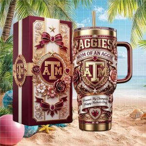 Texas A&M Aggies Mom Of An Aggie 2026 Vintage Floral Gift Stainless Steel Insulated Tumbler