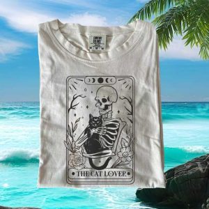 The Cat Lover Skeleton Tarot Card Aesthetic T Shirt