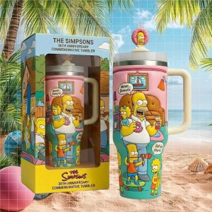 The Simpsons 36th Anniversary Commemorative Tumbler Homer & Family Couch Scene 40oz Travel Tumbler Cartoon Fan Gift