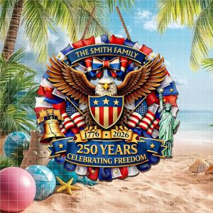 The Smith Family 250 Years Celebrating Freedom Patriotic Eagle Ornament