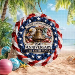 The Smith Family Custom 250th Anniversary Floral Wreath Ornament United States of America 1776 2026 Celebration Ornament