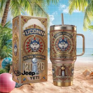 UConn Huskies NCAA Men's Basketball National Champions 2026 Luxury Red White Gift Stainless Steel Insulated Tumbler
