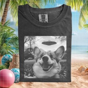 UFO Alien Abduction Corgi Funny Space Dog Unisex T Shirt