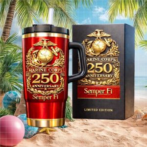US Marine Corps 250th Anniversary Limited Edition Tumbler Semper Fi USMC Eagle Globe & Anchor 40oz Insulated Veteran Gift