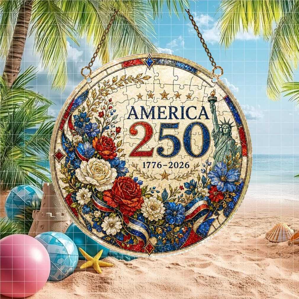 USA 250 Years Semiquincentennial Statue of Liberty Stained Glass Style Ornament USA 250 Years Semiquincentennial Statue of Liberty Stained Glass Style Ornament