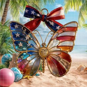 USA 250th Anniversary Butterfly Patriotic American Flag Wings DeOrnament