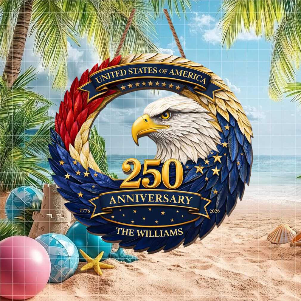 United States of America 250th Anniversary Eagle Wreath Custom Name Patriotic Ornament United States of America 250th Anniversary Eagle Wreath Custom Name Patriotic Ornament